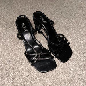 Vintage Jessica Black Strappy Heels 3 Inch 3” Size 6.5